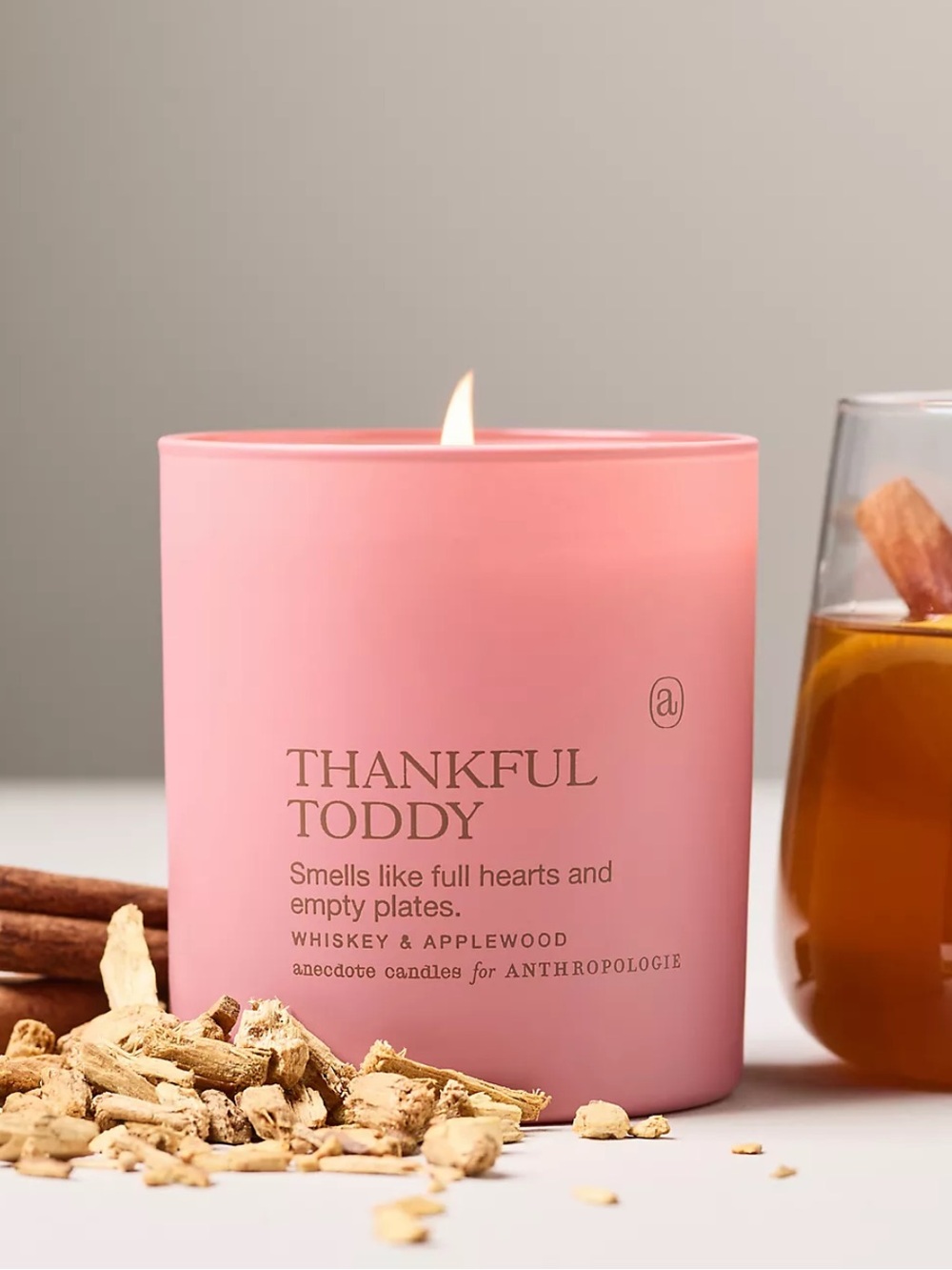Anthropologie Thankful Toddy Boxed Glass Candle Whiskey and Applewood